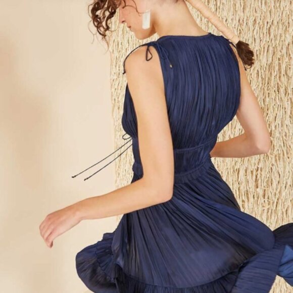 ULLA JOHNSON NWT Giselle navy mini dress Sz 0 - Picture 6 of 9